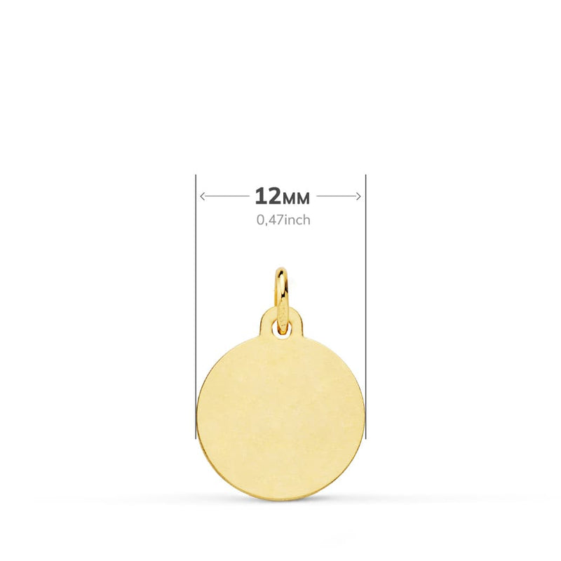 18K Medalla San Cristobal Lisa Matizada 12 mm