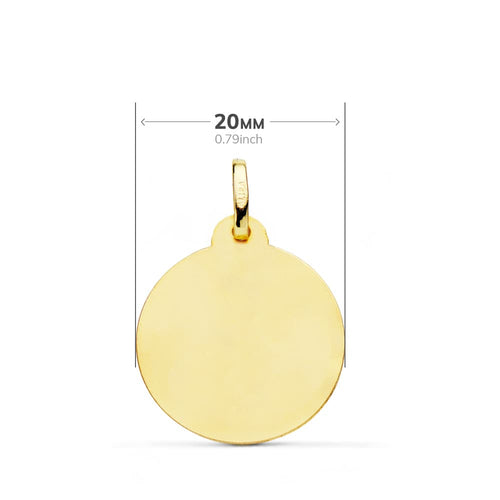 18K Medalla Oro Amarillo Virgen Niña Rezando Talla Cruzada 20 mm