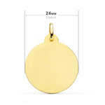 18K Yellow Gold Carved Virgin Girl Medal 24 mm