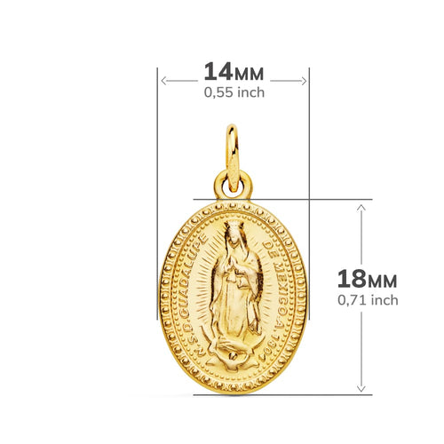 18K Medalla Virgen De Guadalupe Oval 18x14 mm