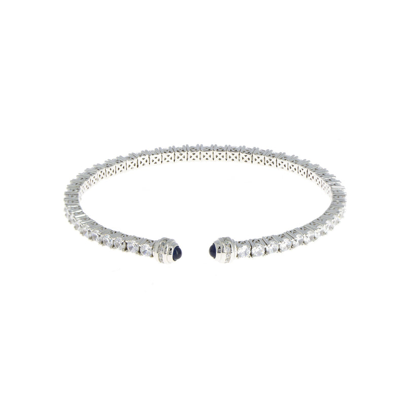 Pulsera Brazalete Plata Circonita Zafiro