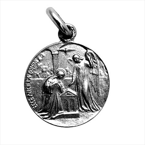 Antique silver medal Annunciation of the Virgin or Saint Gabriel the Archangel 16 mm