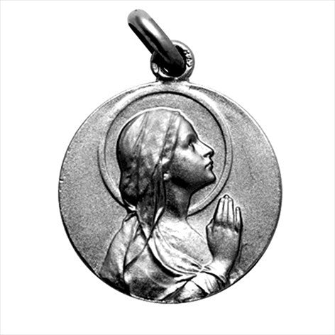 Antique silver medal with hands of birds 22 mm