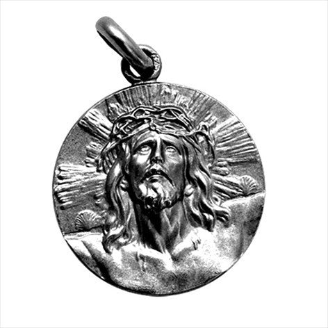 Medalla plata envejecida Cristo de Limpias 20 mm