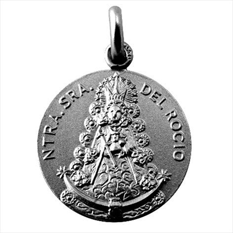 Antique silver medal Our Lady of El Rocio 18 mm