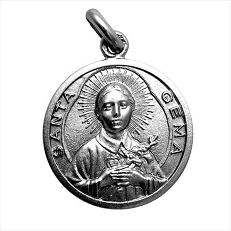 Aged silver medal Saint Gemma 20 mm