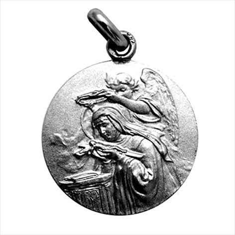 Aged silver medal Santa Rita 20 mm