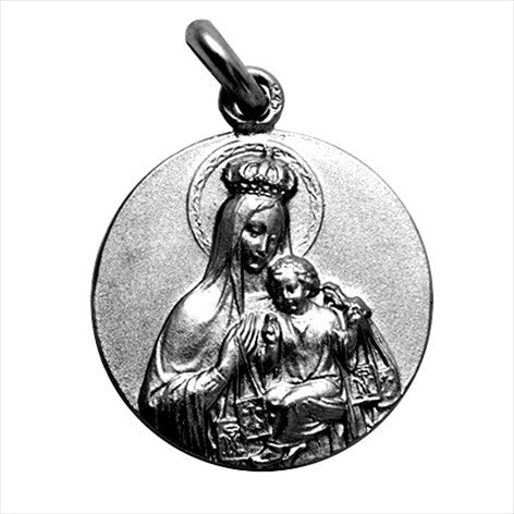 Aged silver medal Virgin of Carmen 12 mm