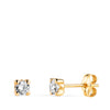 18K Yellow Gold Earrings 3mm Zirconia With 4 Claws. Width: 3.5 mm. Pressure Closure