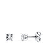 18K White Gold Earrings 3mm Zirconia With 4 Claws. Width: 3.5 mm. Pressure Closure