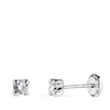 18K White Gold Earrings 3mm Zirconia With 4 Claws. Width: 3.5 mm. Nut Closure