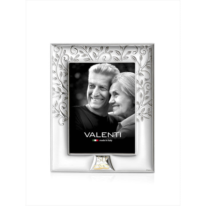 Silver Anniversary Photo Frame Tree of Life Wide Wedding Rings