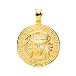 18K Yellow Gold Medusa Medal With Nuanced Greca Border 25 mm