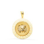18K Yellow Gold Medusa Medal With Openwork Edge and Nuanced Greca 20 mm