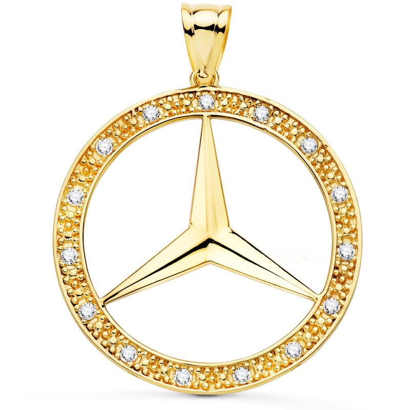 18K Yellow Gold Medal Star With Frame And Zirconia 35 mm