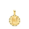 18K Yellow Gold Medal Virgin Mary Nuanced and Carved 17 mm