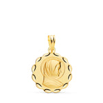 18K Yellow Gold Medal Virgin Mary Nuanced and Carved 17 mm