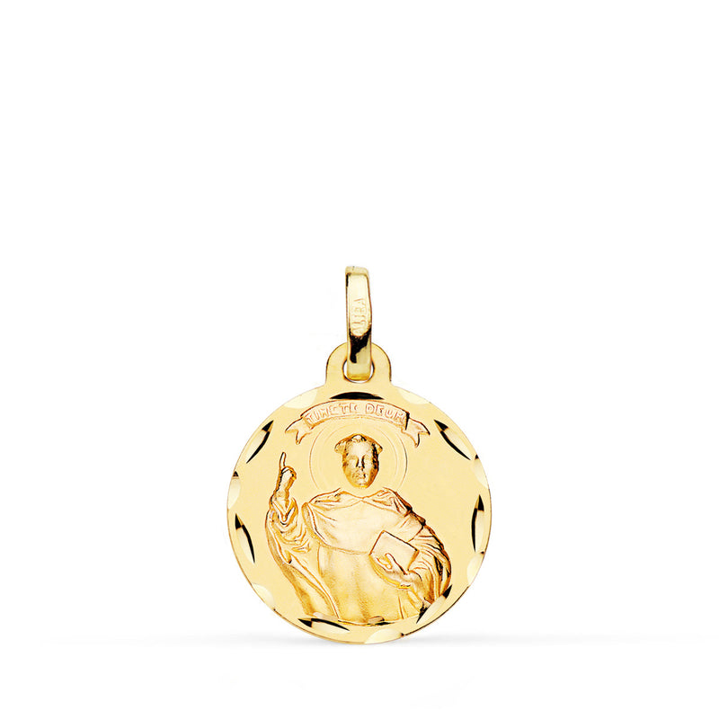18K Medalla Oro Amarillo San Vicente Ferrer Tallada 16 mm