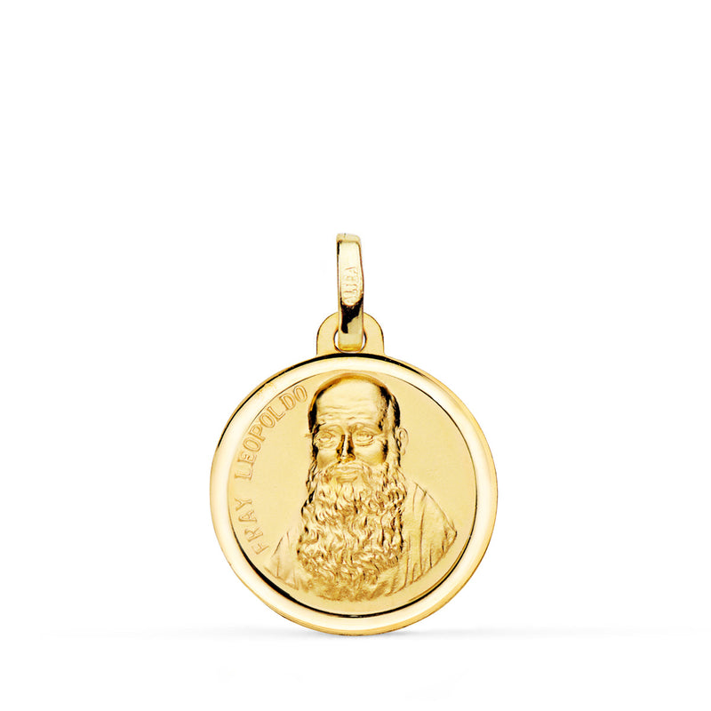 18K Medalla Oro Amarillo Fray Leopoldo Bisel 18 mm