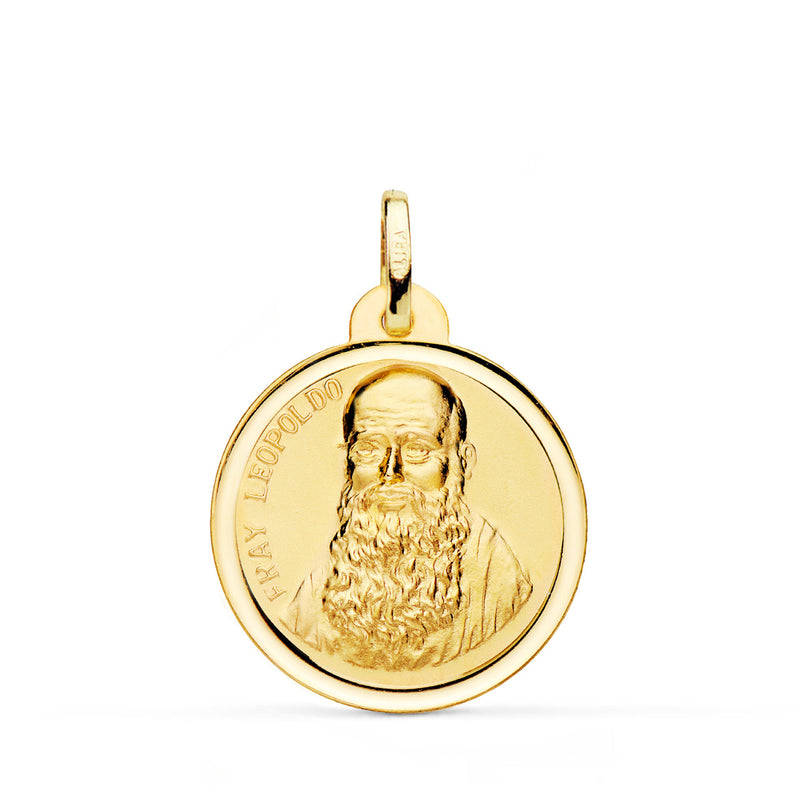 Médaille Frère Leopoldo En Or Jaune 18 Carats Lunette 22 mm