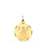 18K Yellow Gold Virgin of Africa Medal Carved 18 mm