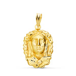 18K Virgin Mary of the O Silhouette Medal 22x15 mm Carved