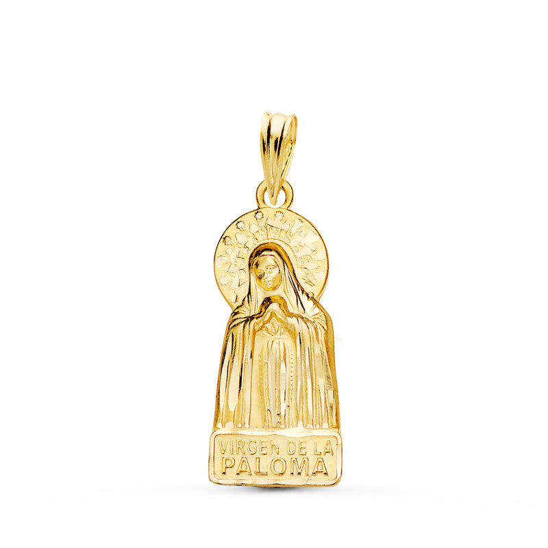 18K Virgen De La Paloma Medal Carved Silhouette 27x12 mm