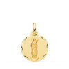 18K Yellow Gold Virgin of Almudena Medal Carved 18 mm