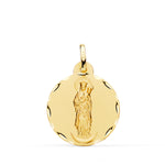 18K Yellow Gold Virgin of Almudena Medal Carved 20 mm