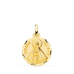 18K Medalla Oro Amarillo Virgen Del Mar Tallada 18 mm