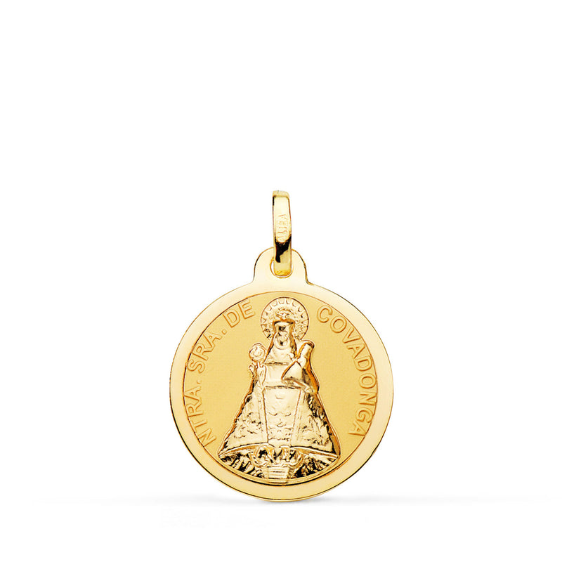 18K Yellow Gold Medal of the Virgin of Covadonga Shine 18 mm