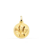 18K Yellow Gold Virgin of Montserrat Medal Smooth Matted 16 mm