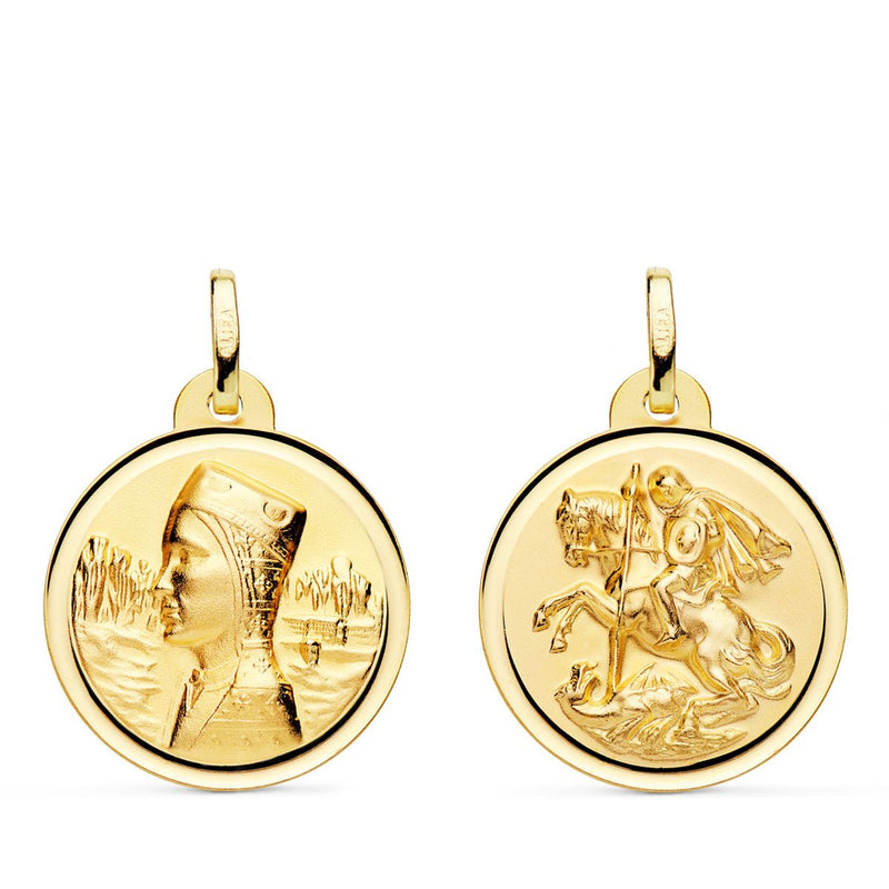 18K Yellow Gold Scapular Virgin Montserrat and Saint George 20 mm