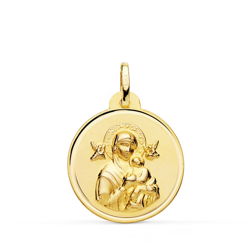 Lunette Médaille Vierge du Perpétuel Secours 18K 22 mm