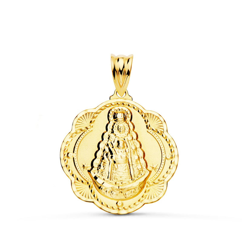 18K Medal Virgin Del Rocio Tambourine 26 x 24 mm