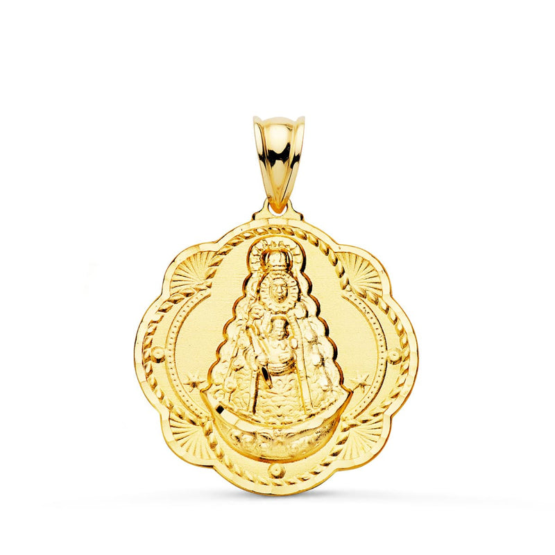 Médaille Tambourin Virgen Del Rocio 18K 26x24 mm