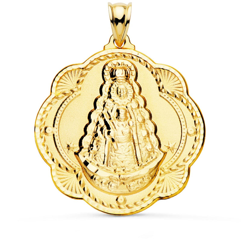 18K Medal Virgin Del Rocio Tambourine 40x36 mm