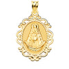 18K Medalla Virgen Del Rocio Cerco Calado En Brillo 31x21 mm