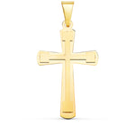 18K Shiny and Matte Yellow Gold Cross Without Christ 33x20 mm