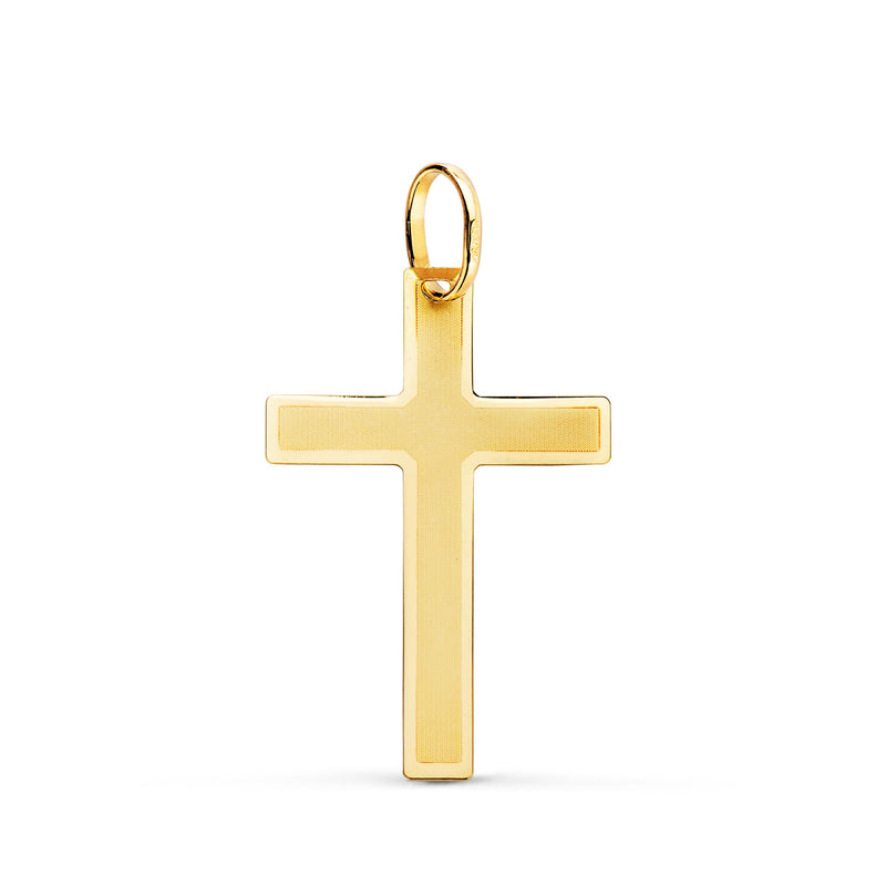 Croix Sans Christ Or Jaune 18K Plate Mat et Brillant 26x17 mm