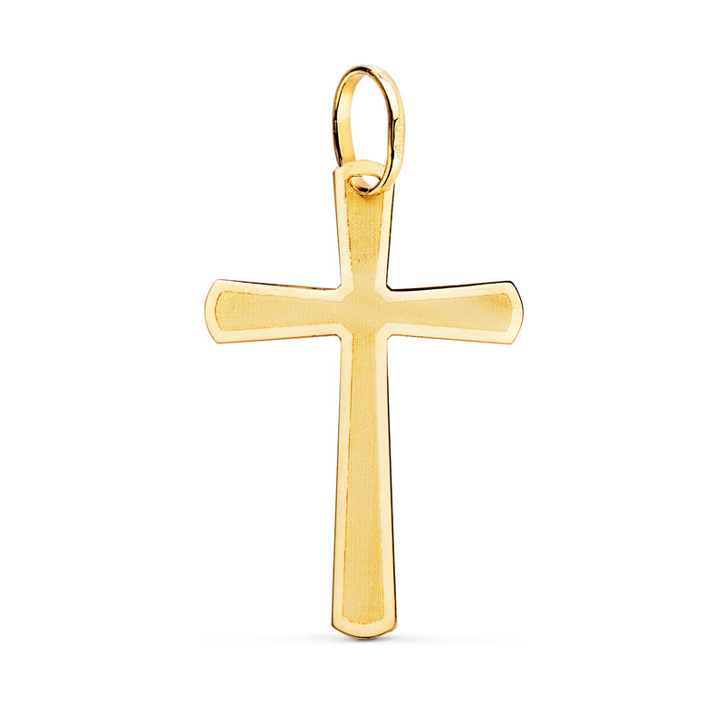 18K Shiny and Matte Yellow Gold Cross Without Christ 25x16 mm