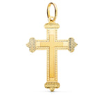 18K Yellow Gold Cross Without Christ Carved 35x23 mm