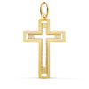 18K Yellow Gold Cross without Christ Carved and Nuanced 35x22 mm