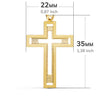 Croix sans Christ en Or Jaune 18K Sculptée et Nuancée 35x22 mm