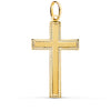 18K Yellow Gold Cross Without Christ Carved Edges 35x20 mm