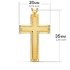 18K Yellow Gold Cross Without Christ Carved 35x20 mm