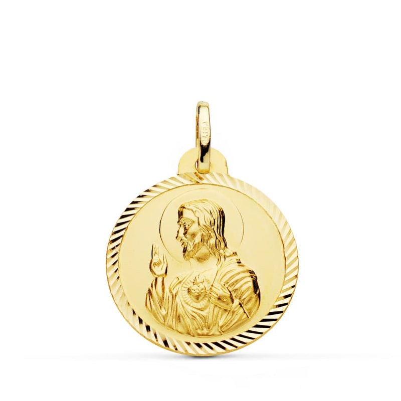 Médaille 18K Sacré Coeur de Jésus Christ Hélice 22 mm