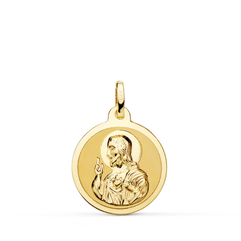 Médaille du Sacré-Cœur de Jésus 18K Mat et Brillant 18 mm