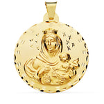 18K Carved Virgin of Carmen Medal 42 mm