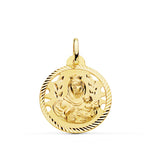 18K Virgen Del Carmen Medal Openwork Helice 22 mm